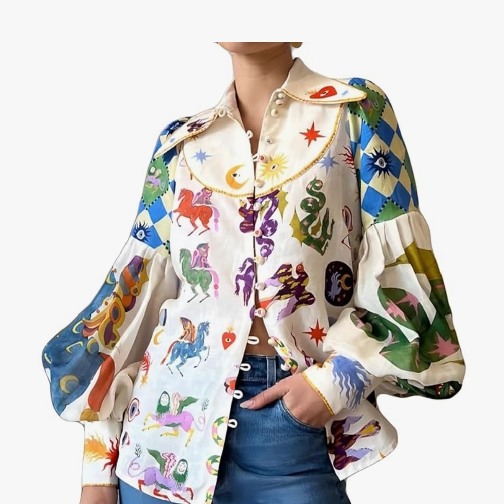 Colorful Zodiac Print Women's Top